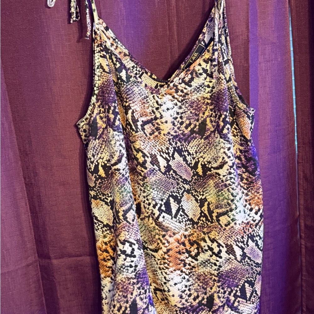 Lucky & Blessed Vibrant Animal Print tie strap ladies top.